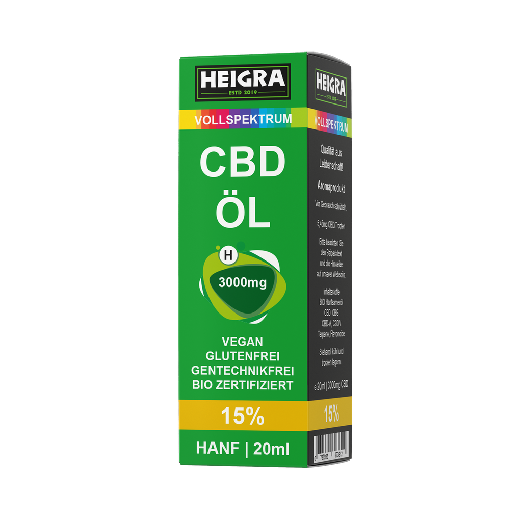 VOLLSPEKTRUM 15% 20ml CBD ÖL HEIGRA